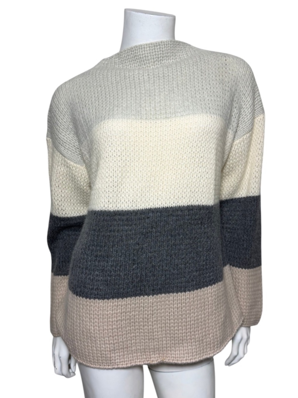 Sminfinity 100% Cashmere Sweater XS Color Block Oversized Chunky Knit Gray